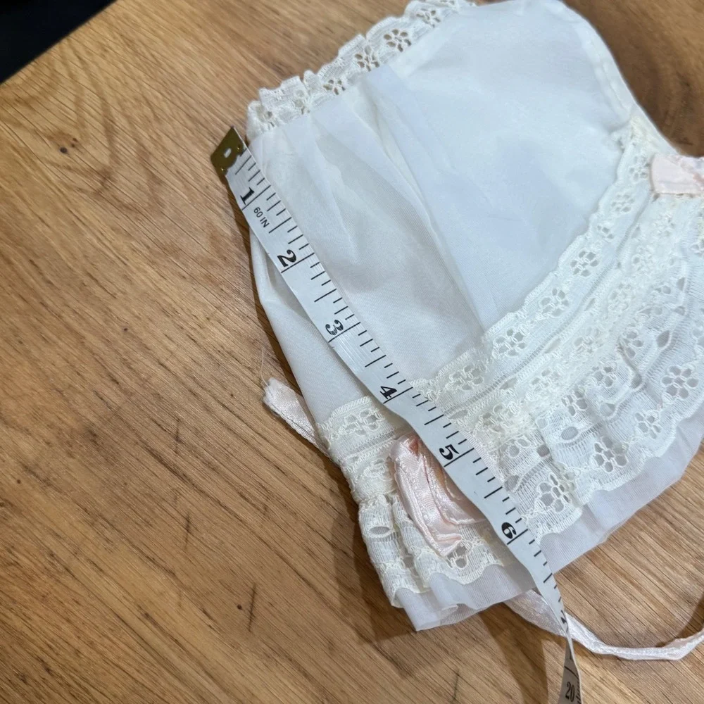 Vintage Baby Bonnet White Sheer Lace Pink Ribbon Christening Baptism Hat